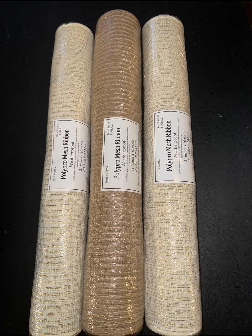 Deco mesh new polypro mesh ribbon lot of 3 large rolls 21x10